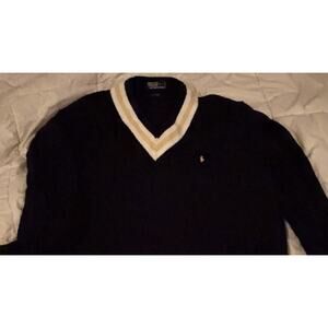 Vintage Men’s Polo Ralph Lauren Cricket Knit Sweater 90s Sz XL Mini Pony